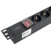 Блок розеток PDU TERACOM PRO 19'' 1U 10А/250В 8 розеток Schuko с выключателем без шнура питания входной разъем C14 корпус алюминий черный