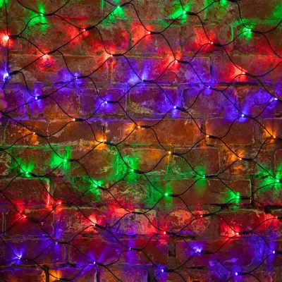Гирлянда Сеть 1х1,5 м, черный ПВХ, 160 LED мультиколор