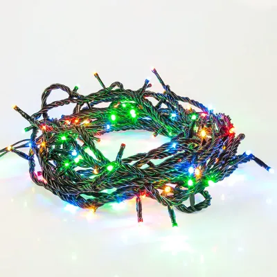 Гирлянда Твинкл Лайт 20 м, 200 LED МУЛЬТИКОЛОР (RGYB), черный ПВХ, IP65, динамика, 230В соединяется NEON-NIGHT (нужен контроллер 217-204)