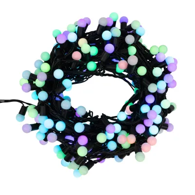 Гирлянда Мультишарики 17,5мм, 20 м, 200 LED RGB, черный ПВХ, IP65, быстрая смена цвета, 230В соединяется NEON-NIGHT (нужен шнур питания 303-500)