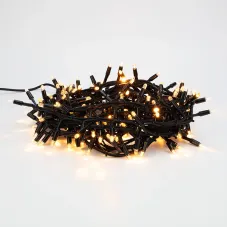 Гирлянда кластер 10 м, 200 LED, черный каучук, IP67, соединяемая, свечение тёплый белый