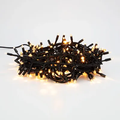 Гирлянда кластер 10 м, 200 LED, черный каучук, IP67, соединяемая, свечение тёплый белый