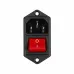 Выключатель клавишный 250В 6А (4с) ON-OFF красный с подсветкой и штекером C14 3PIN