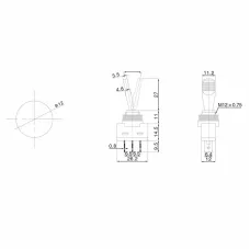Тумблер 12В 20А (3c) вкл-выкл однополюсный с красной подсветкой (ASW-13D)