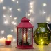 Фонарь декоративный со свечкой, красный корпус, размер 13,5х13,5х30,5 см, тёплый белый