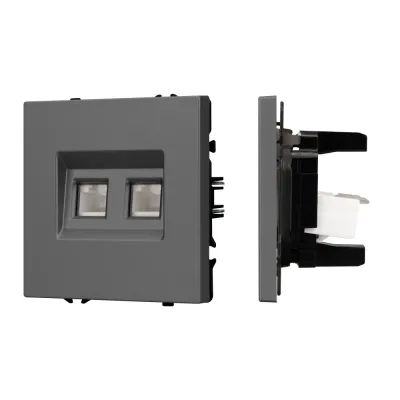 Механизм сдвоенной компьютерной розетки SCT-NOBE-MPC2-SFPL-GR, RJ-45, CAT6, Серый