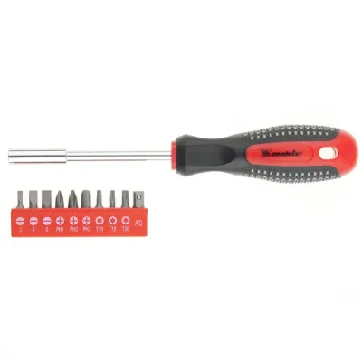 Отвертка Fusion + биты + адаптер, 11 пред., PH + SL + Torx, CrV, 3к рукоятка 'anti slip'