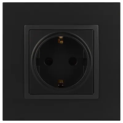 14-2101-05 ЭРА Розетка 2P+E Schuko, 16A-250В, IP20, Эра Elegance, антрацит (10/100/2800)