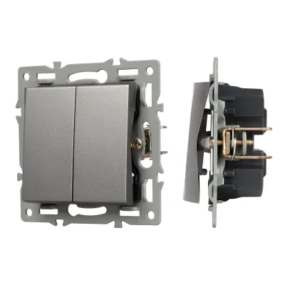 Механизм выключателя двухклавишный проходной SWT-MKP2-PL-GR 250V, 16A
