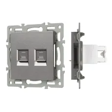 Механизм компьютерной розетки двойной SCT-MPC2-PL-GR RJ-45, CAT6