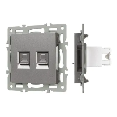 Механизм компьютерной розетки двойной SCT-MPC2-PL-GR RJ-45, CAT6