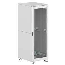Шкаф напольный разобранный 19'' IT-CQE-N 42U 800x800 мм, крыша с вырубкой, дверь стекло и двойная сплошная металл, двойные боковые панели, серый RAL7035