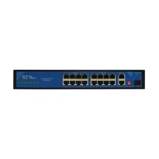 Коммутатор неуправляемый 16x100Мбит/с (RJ45 с PoE), 2x1Гбит/с (RJ45) + 1x1Гбит/с (SFP) 250Вт