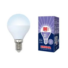 Лампа светодиодная LED-G45-11W/DW/E14/FR/NR Форма шар, матовая, Norma, дневной белый свет (6500K), картон, ТМ Volpe