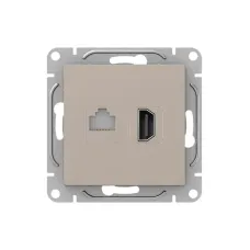 Механизм розетки HDMI+RJ45 (cat5)  кремовый Эпика EKF