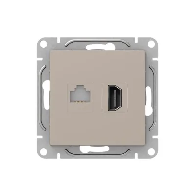 Механизм розетки HDMI+RJ45 (cat5)  кремовый Эпика EKF