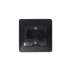 GLOSSA РОЗЕТКА с заземлением со шторками.с крышкой. IP44. в сборе. АНТРАЦИТ