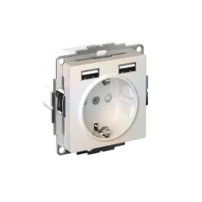 РОЗЕТКА ATLASDESIGN 16А c 2 USB A+A, 5В/2,4А, 2х5В/1,2А, механизм, ЖЕМЧУГ