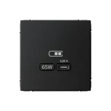 ARTGALLERY USB розетка тип-С 65Вт высокоскор.заряд. QC, PD, механизм, карбон