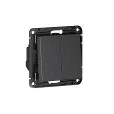 ATLASDESIGN SMART ВЫКЛЮЧАТЕЛЬ 2-клавишный с опциональной нейтралью., Zigbee, сх.1, L(N), 10А, мех., КАРБОН