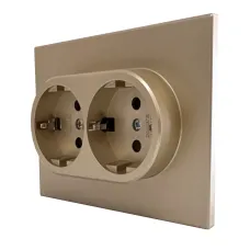 Розетка двухпостовая Ugra с/з с з/ш, механизм, 16А, 250В, шампань