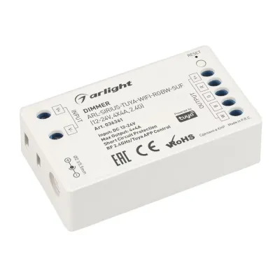 Диммер ARL-SIRIUS-TUYA-WIFI-RGBW-SUF (12-24V, 4x4A, 2.4G) ( IP20 Пластик, 3 года)