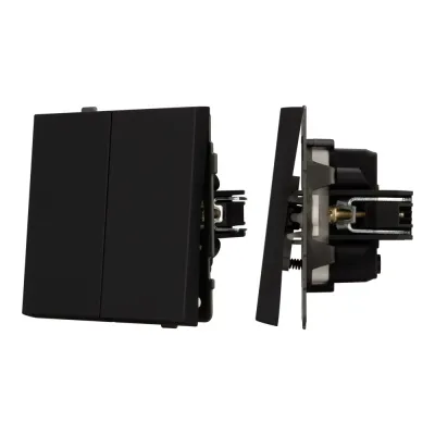 Механизм выключателя двухклавишный непроходной SWT-TENDO-MK02-SFPL-BK 230V, 10A, Чёрный, 1 пост