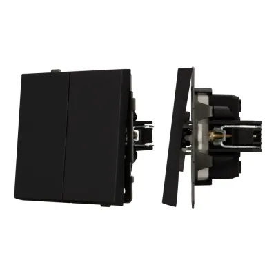 Механизм выключателя двухклавишный проходной SWT-TENDO-MKP2-SFPL-BK 230V, 10A, Чёрный, 1 пост
