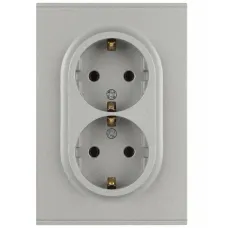Розетка скрытого монтажа в рамку двойная с заземлением 2X2P+E Schuko 16А-250В алюминий 16-2104-03 Arktik