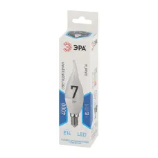 Лампочка светодиодная ЭРА STD LED BXS-7W-840-E14 E14 / Е14 7Вт свеча на ветру нейтральный белый свет