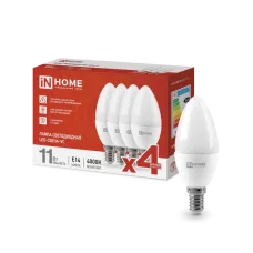 Лампа светодиодная LED-СВЕЧА-VC 4PACK 8Вт 230В Е14 4000К 760Лм (4шт./упак) IN HOME