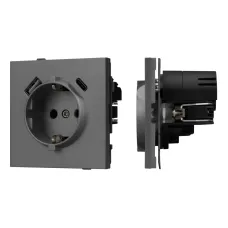 Механизм розетки с USB зарядкой SCT-TENDO-MUAC-SFPL-GR 230V, 16A, Серый, 1 пост
