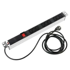 Блок розеток Rem-16 с выкл., 9 IEC 60320 C13, 16 A, алюм., 19', шнур 3 м