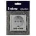 Розетка Intro Accent 6-410-01 P+E Schuko со шторками, 16А-250В + 2хUSB, IP20, СУ, белый