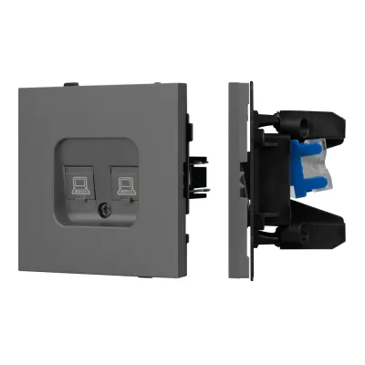 Механизм компьютерной розетки двойной SCT-TENDO-MPC2-SFPL-GR, RJ-45, CAT6, Серый