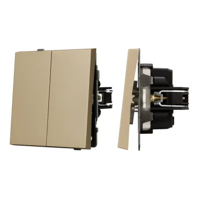Механизм выключателя двухклавишный проходной SWT-TENDO-MKP2-SFPL-GD 230V, 10A, Золото светлое, 1 пост
