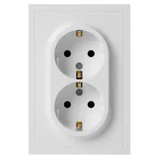 Розетка скрытого монтажа в рамку с заземлением двойная 2X2P+E Schuko 16А-250В IP20 белый матовый 15-2104-08 Galaxy