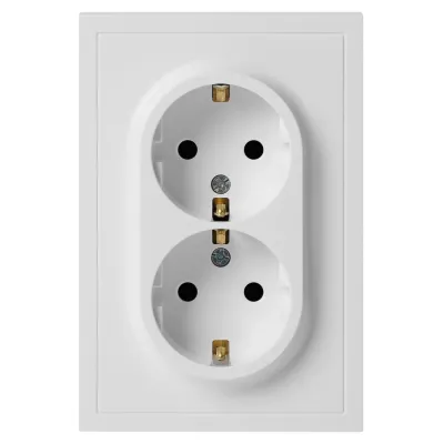Розетка скрытого монтажа в рамку с заземлением двойная 2X2P+E Schuko 16А-250В IP20 белый матовый 15-2104-08 Galaxy