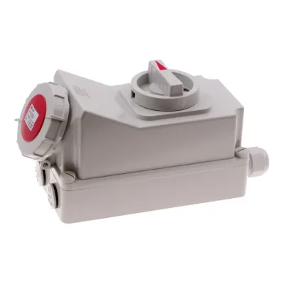 Розетка настенная с выключателем и механической блокировкой 16A/400V/3P+N+E/IP67
