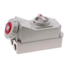 CA5792 INPIN Розетка настенная с выкл. и мех.блокировкой контейнерная 32A/400V/3P+E/IP67,никель.конт