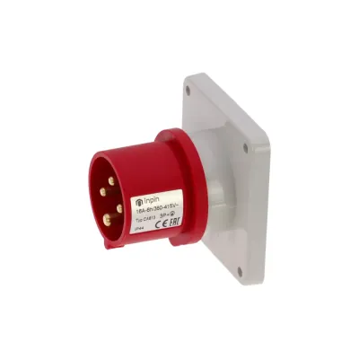 CA813 INPIN Вилка встраиваемая 16A/400V/3P+E/IP44, фланец 86x86