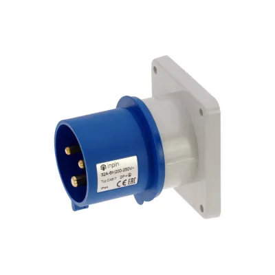 CA817 INPIN Вилка встраиваемая 32A/230V/1P+N+E/IP44, фланец 86x86