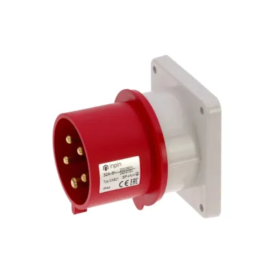 CA821 INPIN Вилка встраиваемая 32A/400V/3P+N+E/IP44, фланец 86x86