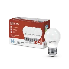 Лампа светодиодная LED-ШАР-VC 4PACK 14Вт 230В Е27 6500К 1330Лм (4шт./упак) IN HOME