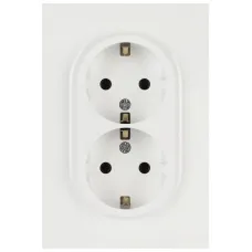 Розетка скрытого монтажа в рамку двойная с заземлением 2X2P+E Schuko 16А-250В белый 16-2104-01 Arktik