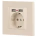 Розетка Intro Accent 6-410-02 , P+E Schuko со шторками, 16А-250В + 2хUSB, IP20, СУ, слоновая кость
