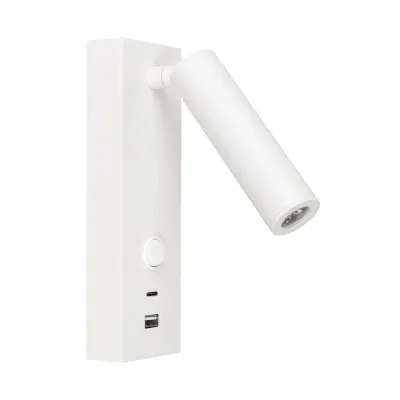 Светильник SP-BED-CHARGE-S60x125-3W Warm3000 WH 20 deg 230V USB-A USB-C IP20 металл 3 года
