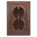 Розетка Intro Plano 1-205-10 с заземлением двойная 2X2P+E Schuko, 16А-250В, IP20, СУ, венге