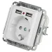 Розетка Intro Accent 6-410-01 P+E Schuko со шторками, 16А-250В + 2хUSB, IP20, СУ, белый