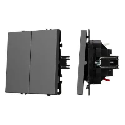Механизм выключателя двухклавишный проходной SWT-NOBE-MKP2-SFPL-GR 230V, 10A, Серый, 1 пост